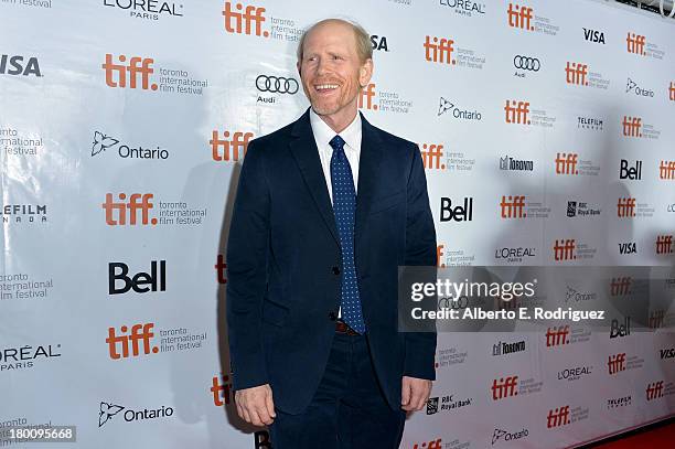 Director Ron Howard attends the "Rush" premiere during the 2013 Toronto International Film Festival at Roy Thomson Hall on September 8, 2013 in...