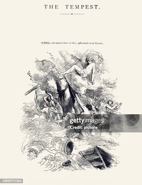 the tempest by william shakespeare (xxxl) - shakespeare play stock illustrations
