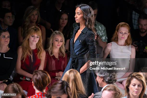 Model Anais Mali walks the runway during the Diane Von Furstenberg show during Spring 2014 Mercedes-Benz Fashion Week at The Theatre at Lincoln...