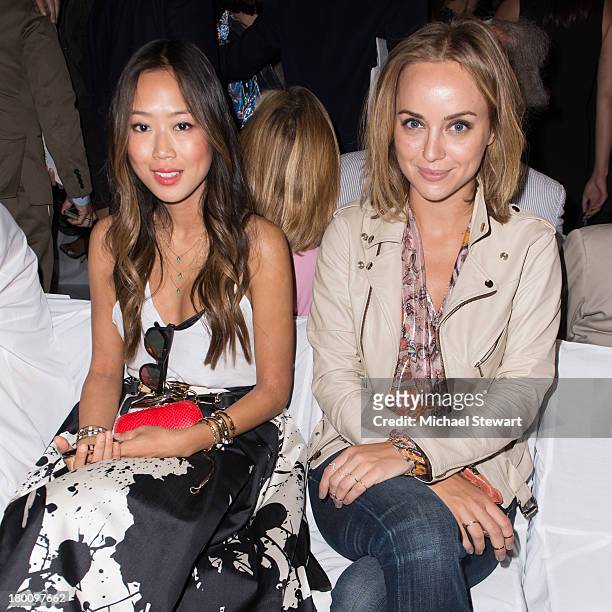 Aimee Song and Kelly Framel attend the Diane Von Furstenberg show during Spring 2014 Mercedes-Benz Fashion Week at The Theatre at Lincoln Center on...