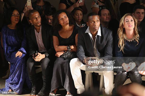 Tashiana Washington, Eric West, Patricia Blanchet and Leon Robinson attend the Ricardo Seco fashion show during Mercedes-Benz Fashion Week Spring...