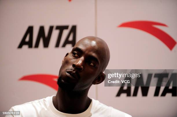 American NBA player Kevin Garnett of the Brooklyn Nets attends a press conference on September 8, 2013 in Guangzhou, China.