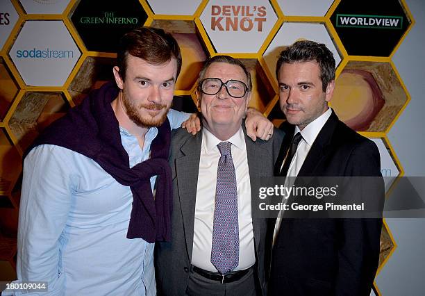 Actors Joe Swanberg, Gene Jones and AJ Bowen attend the SodaStream presents The Worldview Party at Live at the Hive during the 2013 Toronto...