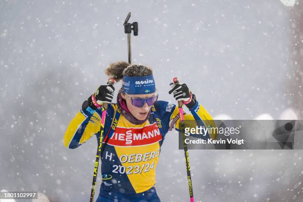 Hanna Oeberg of Sweden in action competes during the Training Women and Men at the BMW IBU World Cup Biathlon Oestersund on November 24, 2023 in...