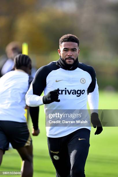 Reece James of Chelsea during a training session at Chelsea Training Ground on November 24, 2023 in Cobham, England.