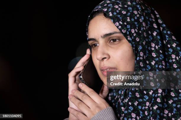 Marah Bakr, Palestinian detained in Israeli prison for 8 years, is welcomed by her family after releasing to be released as part of the 4-day...