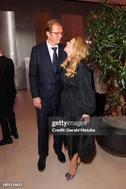 Denis Sawinkin and Maria Patricia Kelly attend the 30th Anniversary Gala for the German Stroke Aid Foundation at Bertelsmann Repräsentanz on November...