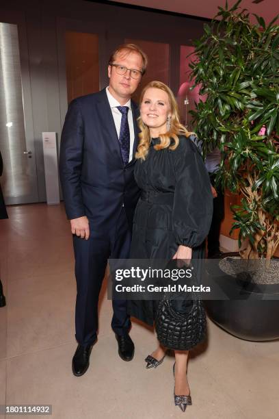 Denis Sawinkin and Maria Patricia Kelly attend the 30th Anniversary Gala for the German Stroke Aid Foundation at Bertelsmann Repräsentanz on November...