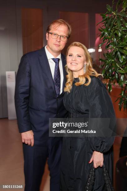 Denis Sawinkin and Maria Patricia Kelly attend the 30th Anniversary Gala for the German Stroke Aid Foundation at Bertelsmann Repräsentanz on November...