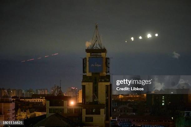 Air defense work outside the city on November 25, 2023 in Kyiv, Ukraine. According to the country's air force, more than 70 Iranian-made Shahed...