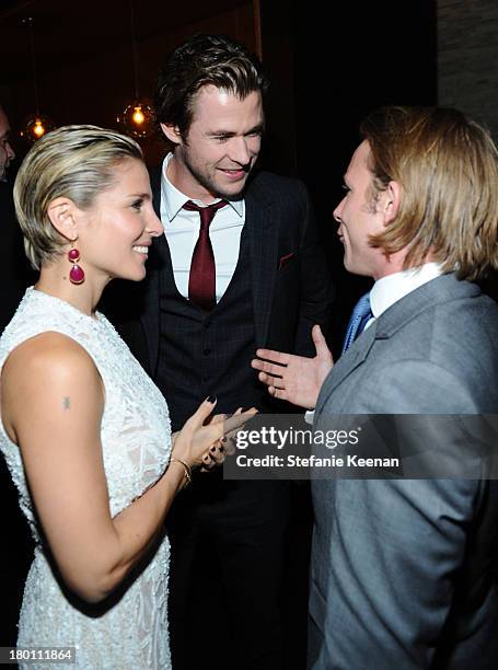 Actress Elsa Pataky, actor Chris Hemsworth and Tom Hunt at the Grey Goose vodka co-hosted party for "Rush" on September 8, 2013 in Toronto, Canada.