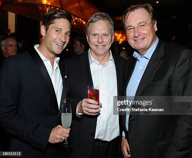 Joe McCanta, Global Brand Ambassador for Grey Goose, producer Todd Hallowell and producer Guy East at the Grey Goose vodka co-hosted party for "Rush"...