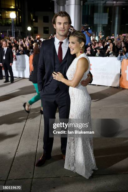 Actor Chris Hemsworth and wife Elsa Pataky attend the 'Rush' premiere during the 2013 Toronto International Film Festival at Roy Thomson Hall on...