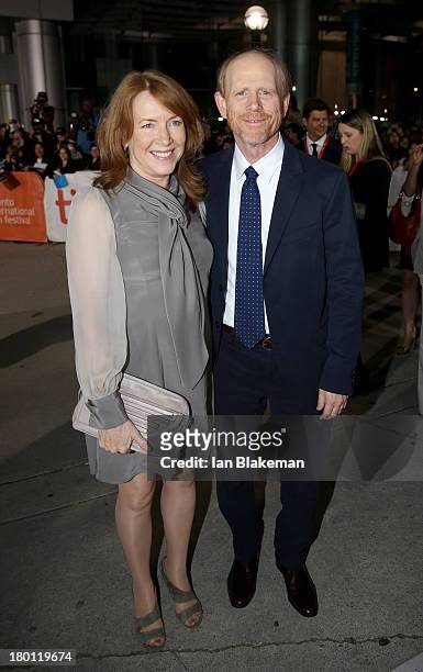 Director Ron Howard and wife Cheryl Howard attend the 'Rush' premiere during the 2013 Toronto International Film Festival at Roy Thomson Hall on...