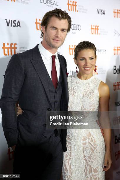 Actor Chris Hemsworth and wife Elsa Pataky attend the 'Rush' premiere during the 2013 Toronto International Film Festival at Roy Thomson Hall on...