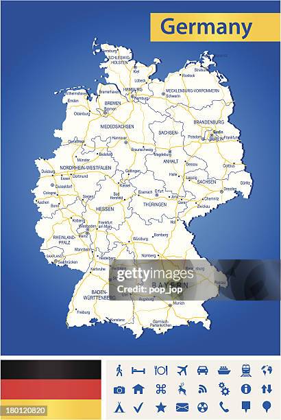 illustrazioni stock, clip art, cartoni animati e icone di tendenza di germania-altamente dettagliata mappa - autobahn