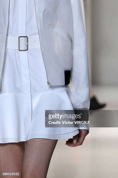 Model walks the runway at the Victoria Beckham Presentation during Mercedes-Benz Fashion Week Spring Summer 2014 at Cafe Rouge on September 8, 2013...
