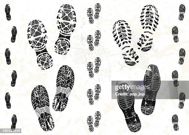 pairs of shoe tracks - shoe print vector stock illustrations