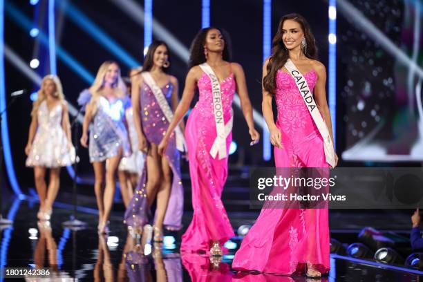 Miss Canada Madison Kvaltin walks onstage during the 72nd Miss Universe Competition at Gimnasio Nacional José Adolfo Pineda on November 18, 2023 in...