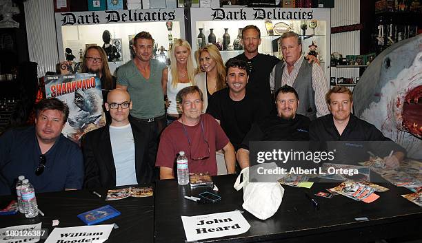 Cast and crew of Sharknado Robbie Rist, Jaason Simmons, Tara Reid, Cassie Scerbo, Anthony C. Ferrante, Ian Ziering, John Heard, Emile Edwin Smith,...