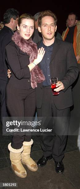 Actors Kate Winslet and Tom Hollander attend a screening of "Lawless Heart" at the Bryant Park Hotel on February 17, 2003 in New York City.