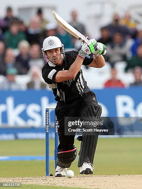 Nick Compton of Somerset in action during the Yorkshire Bank 40 Semi Final match between Nottinghamshire and Somerset at Trent Bridge Cricket Ground...