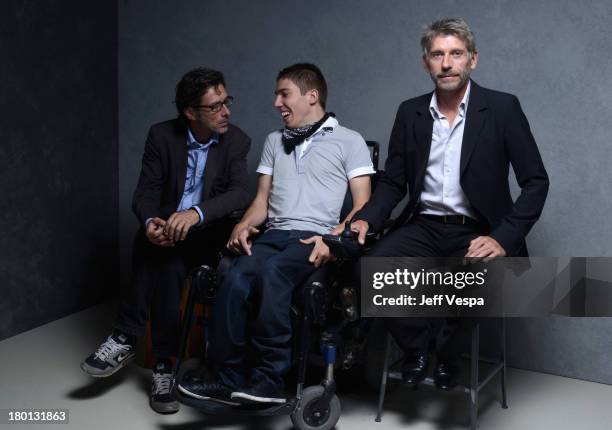 Director Nils Tavernier, actor Fabien Heraud and actor Jacques Gamblin of 'The Finishers' pose at the Guess Portrait Studio during 2013 Toronto...