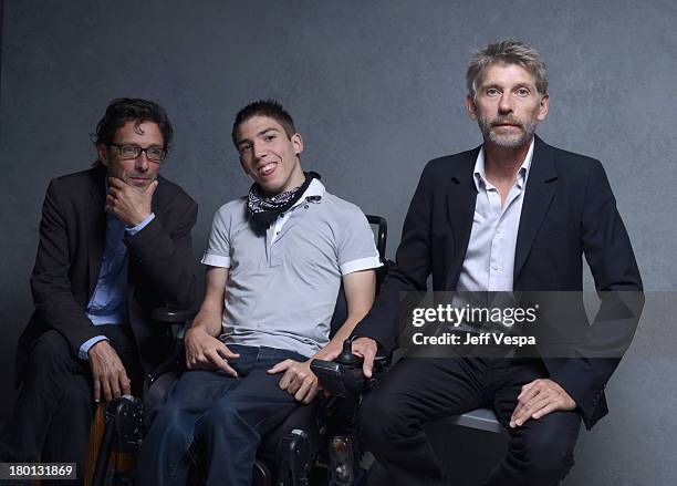 Director Nils Tavernier, actor Fabien Heraud and actor Jacques Gamblin of 'The Finishers' pose at the Guess Portrait Studio during 2013 Toronto...