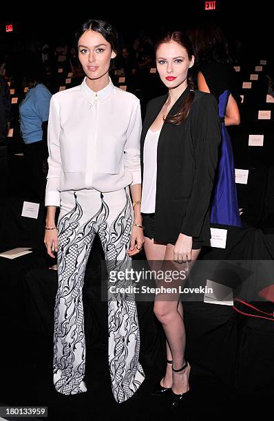 Nicole Trunfio and Alyssa Campanella attend the Carolina Herrera fashion show during Mercedes-Benz Fashion Week Spring 2014 at The Theatre at Lincoln...
