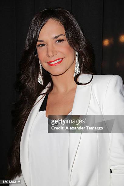 Liz Vega is seen on the set of Telemundo's "Un Nuevo Dia" at Telemundo Studio on September 9, 2013 in Miami, Florida.