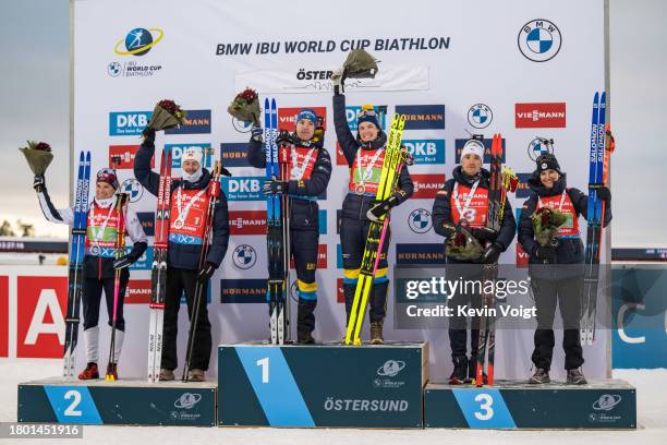 Juni Arnekleiv of Norway, Sturla Holm Laegreid of Norway, Sebastian Samuelsson of Sweden, Hanna Oeberg of Sweden, Fabien Claude of France, Julia...