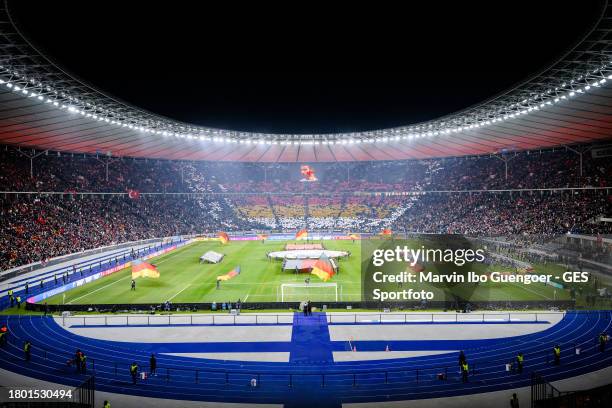 General view of the Olympic stadium prior to an international friendly match between Germany and Turkey at Olympiastadion on November 18, 2023 in...