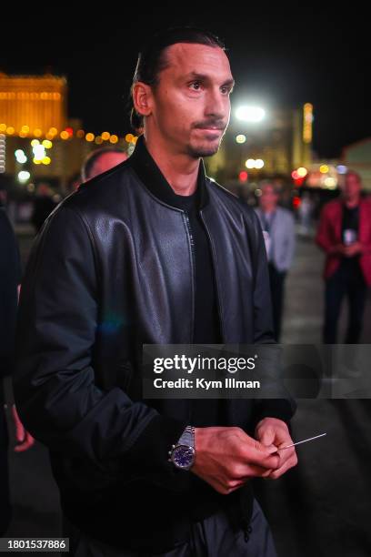 Swedish former professional footballer Zlatan Ibrahimović during the F1 Grand Prix of Las Vegas at Las Vegas Strip Circuit on November 18, 2023 in...