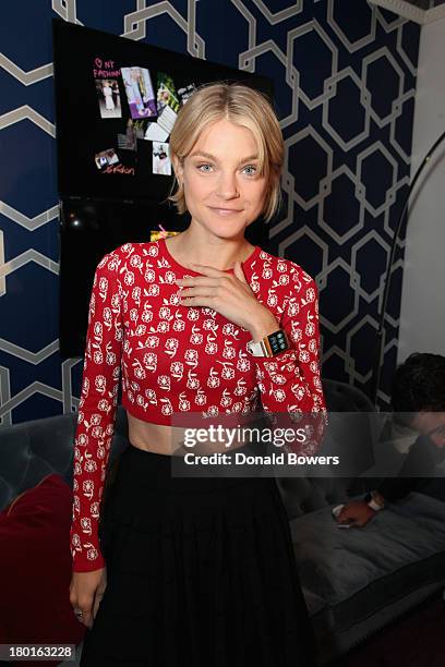 Model Jessica Stam attends the Samsung Galaxy Blue Room during Mercedes-Benz Fashion Week Spring 2014 at Lincoln Center on September 9, 2013 in New...