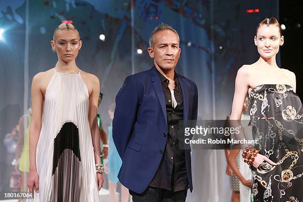 Designer Cesar Galindo attends the Czar By Cesar Galindo presentation during Spring 2014 Mercedes-Benz Fashion Week at The Box at Lincoln Center on...