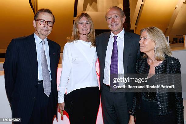 President of the event Louis Schweitzer with his wife and L'Oreal President Jean-Paul Agon with companion Sophie Agon attend 'Friends of Quai Branly...