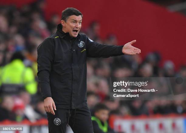 Sheffield United's Manager Paul Heckingbottom the Premier League match between Sheffield United and AFC Bournemouth at Bramall Lane on November 25,...