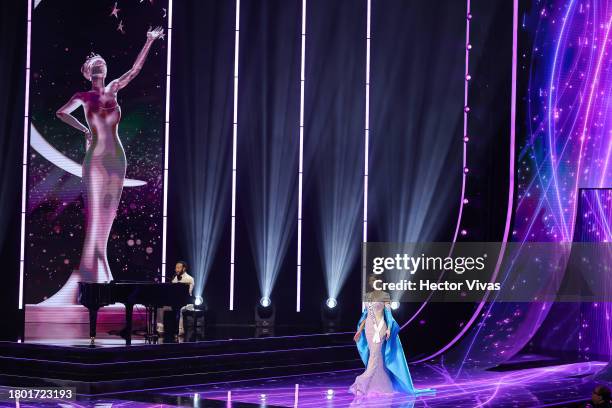 Miss Nicaragua Sheynnis Palacios walks onstage during the 72nd Miss Universe Competition at Gimnasio Nacional José Adolfo Pineda on November 18, 2023...