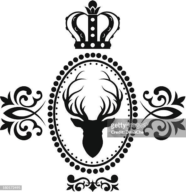 ilustrações, clipart, desenhos animados e ícones de emblema real de cervos - coroa enfeites para a cabeça