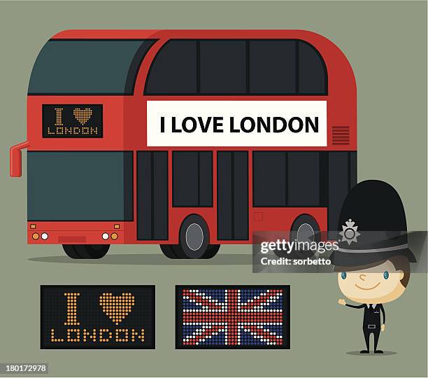 london bus and officer - ambassador vector stock illustrations