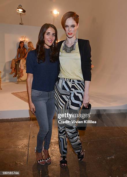 Fashion designer Jodie Snyder and model Coco Rocha attend the Dannijo presentation during Mercedes-Benz Fashion Week Spring 2014 at Industria Studios...