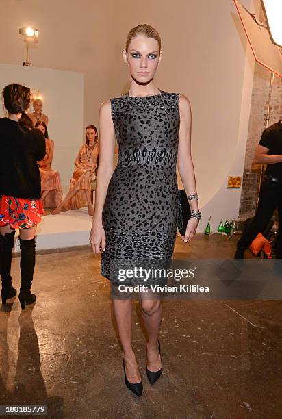 Model Angela Lindvall attends the Dannijo presentation during Mercedes-Benz Fashion Week Spring 2014 at Industria Studios on September 9, 2013 in New...