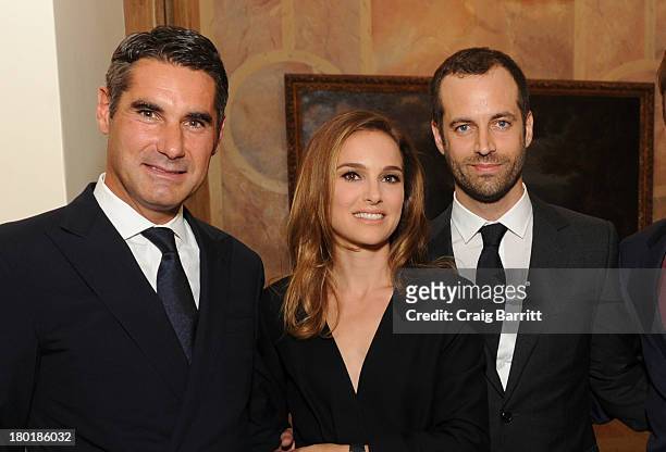 President of Vacheron Constantin, Hugues de Pins, Benjamin Millepied and Natalie Portman attend a private reception hosted by Vacheron Constantin and...