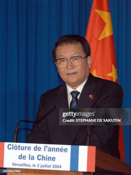 Li Changchun of the Chinese Communist Party Polit Bureau Permanent Committee speaks at the Chateau of Versailles at the closing ceremony of the Year...