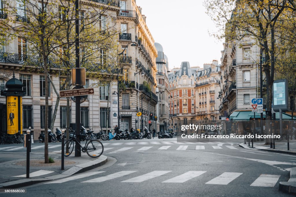 Paris, France. lonely road in the morning