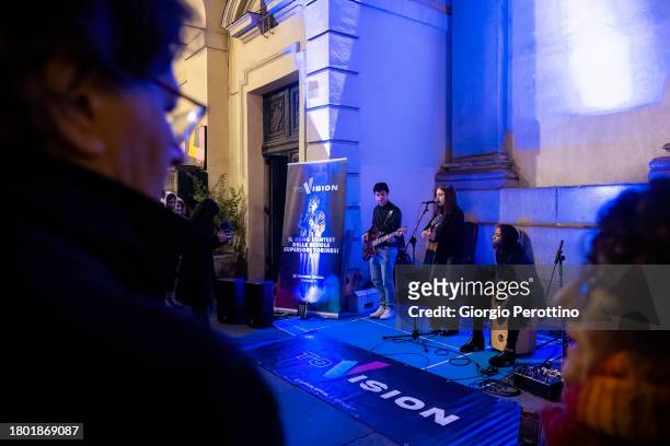 Street musicians perform during the Night of Tennis at Murazzi del Po during the Nitto ATP Finals 2023 on November 18, 2023 in Turin, Italy.