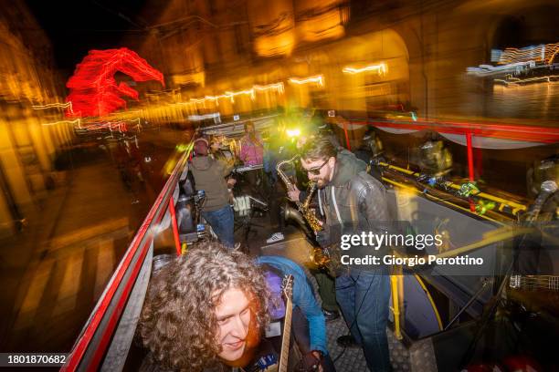 Funky Club Collective perform during the Night of Tennis performing live on a sightseeing bus during the Nitto ATP Finals 2023 on November 18, 2023...