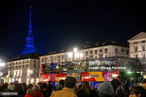 Funky Club Collective perform during the Night of Tennis performing live on a sightseeing bus during the Nitto ATP Finals 2023 on November 18, 2023...