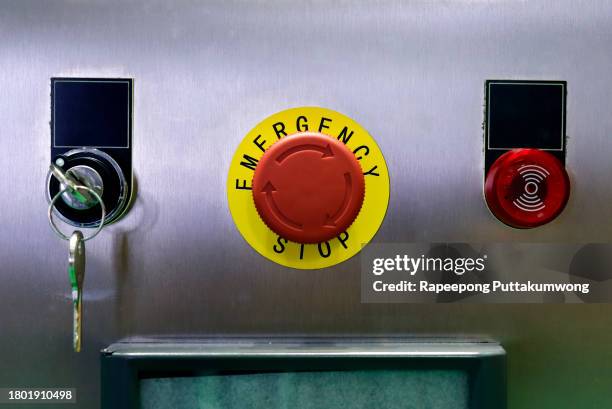 emergency button on the machine - control-panel-buttons stock pictures, royalty-free photos & images