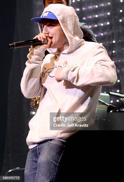 Mac Miller performs at Club Nokia on September 9, 2013 in Los Angeles, California.